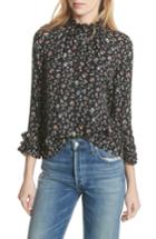 Women's Rebecca Taylor Floral Print Ruffle Silk Top