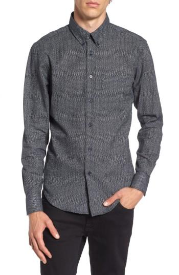 Men's Naked & Famous Denim Black Kasuri Fit Print Sport Shirt
