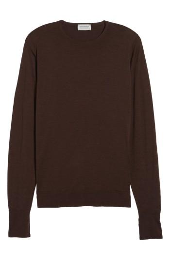 Men's John Smedley 'marcus' Easy Fit Crewneck Wool Sweater, Size - Brown