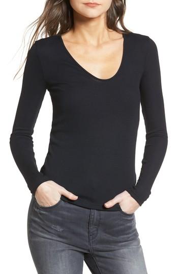 Women's Treasure & Bond Ribbed Tee, Size - Black