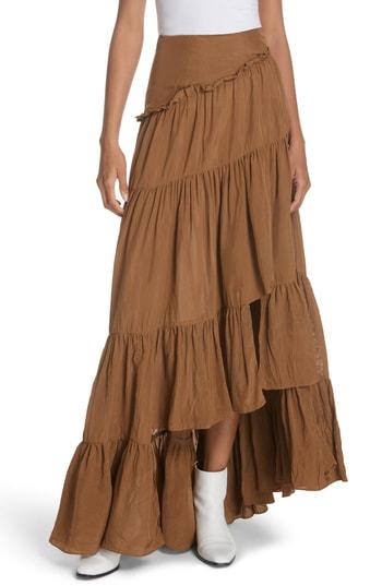 Women's 3.1 Phillip Lim Tiered Ruffle Maxi Skirt - Metallic