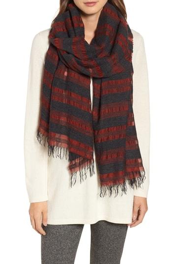 Women's Eileen Fisher Stripe Scarf, Size - Grey
