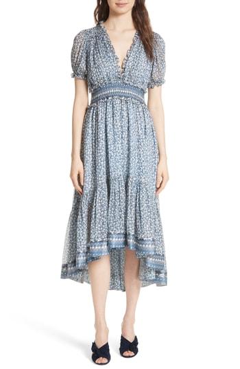 Women's Ulla Johnson Evania Floral Silk Blend Dress - Blue
