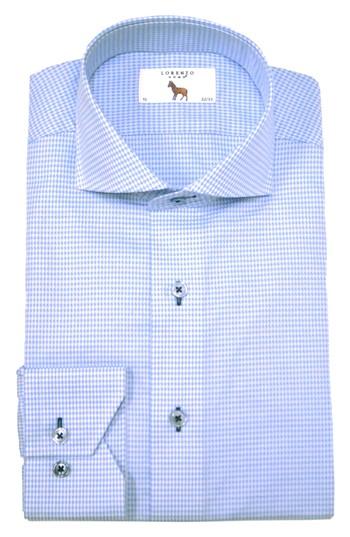 Men's Lorenzo Uomo Trim Fit Houndstooth Dress Shirt - 34 - Blue