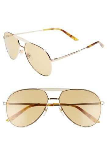 Men's Gucci Cruise 59mm Aviator Sunglasses - Gold/ Honey Havana