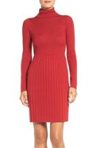 Women's Adrianna Papell Pleated Turtleneck Dress - Red