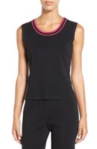 Women's Ming Wang Tipped Scoop Neck Tank - Black