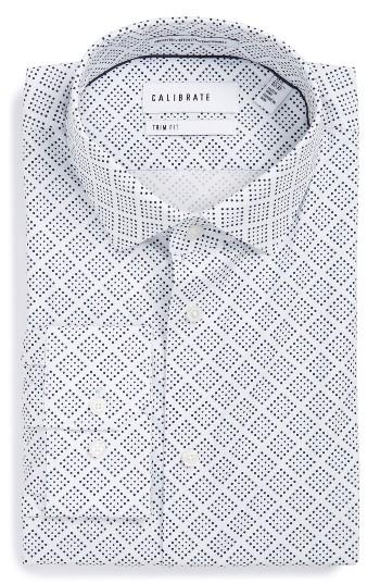 Men's Calibrate Trim Fit Non-iron Graphic Stretch Dress Shirt