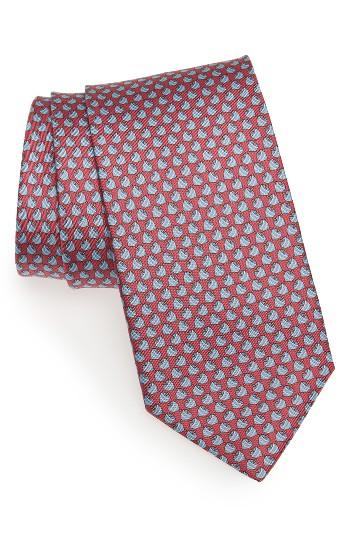 Men's Salvatore Ferragamo Tops Print Silk Tie, Size - Red