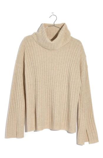 Women's Madewell Cashmere Slit Sleeve Turtleneck Sweater