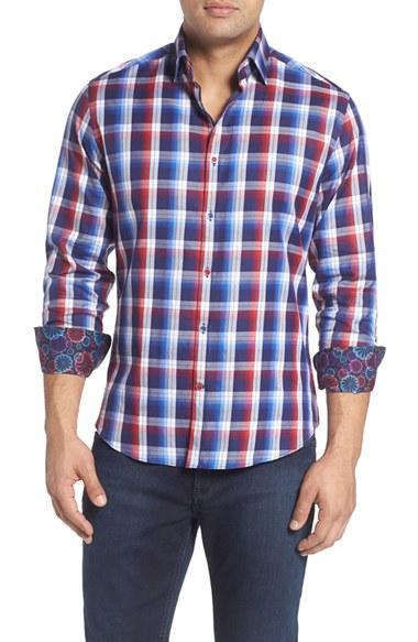 Men's Stone Rose Slim Fit Plaid Sport Shirt
