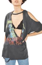 Women's Topshop By And Finally Slashed Metallica Tee Us (fits Like 0) - Grey