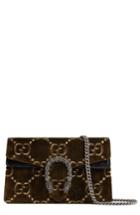 Gucci Supermini Dionysus Double G Velvet Shoulder Bag - Brown