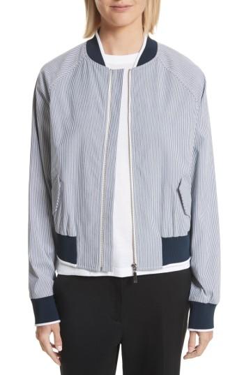 Women's Grey Jason Wu Embroidered Stripe Bomber Jacket
