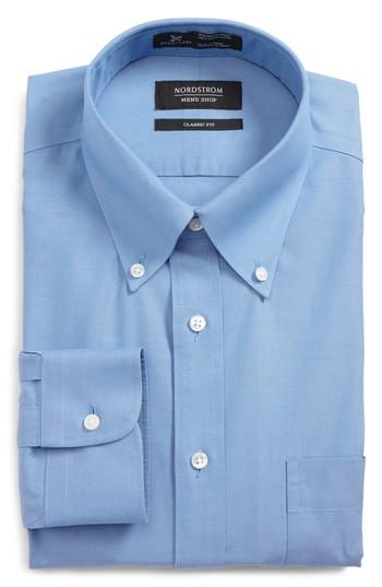 Men's Nordstrom Men's Shop Smartcare(tm) Classic Fit Pinpoint Dress Shirt 33 - Blue (online Only)