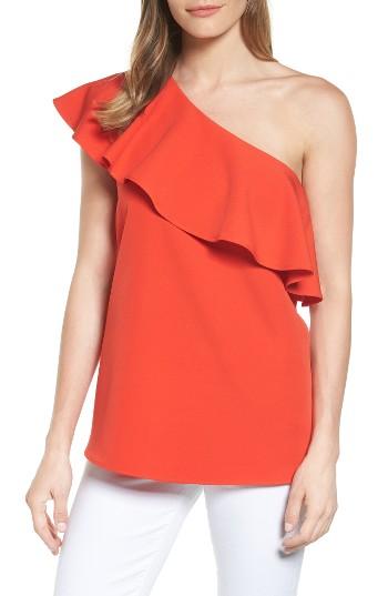 Women's Pleione One-shoulder Ruffle Top - Orange