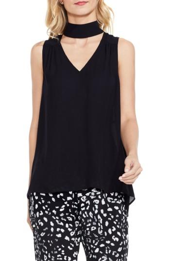 Women's Vince Camuto Mock Choker V-neck Blouse - Black