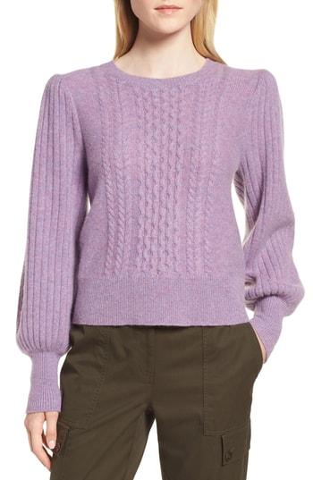 Women's Nordstrom Signature Cable Cashmere Sweater - Purple