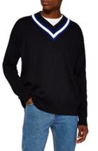 Men's Topman Milan Oversize V-neck Sweater - Blue