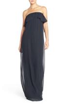Women's Nouvelle Amsale 'holly' Strapless Ruffle Front Chiffon Trapeze Gown - Blue
