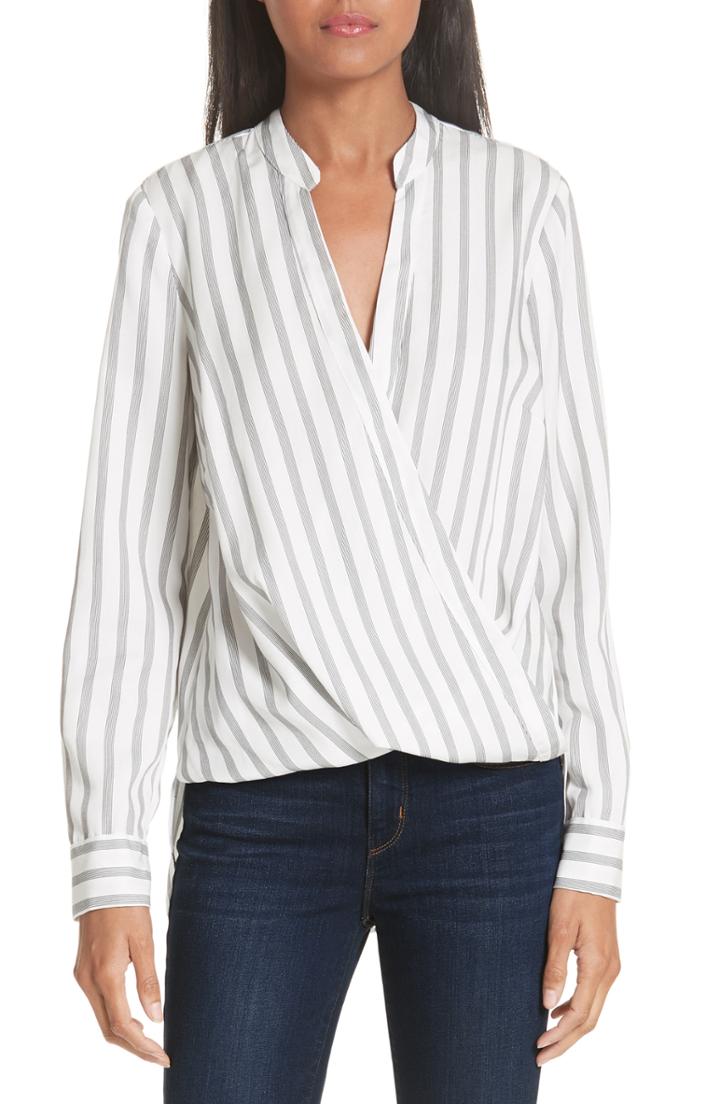 Women's L'agence Kyla Stripe Surplice Blouse
