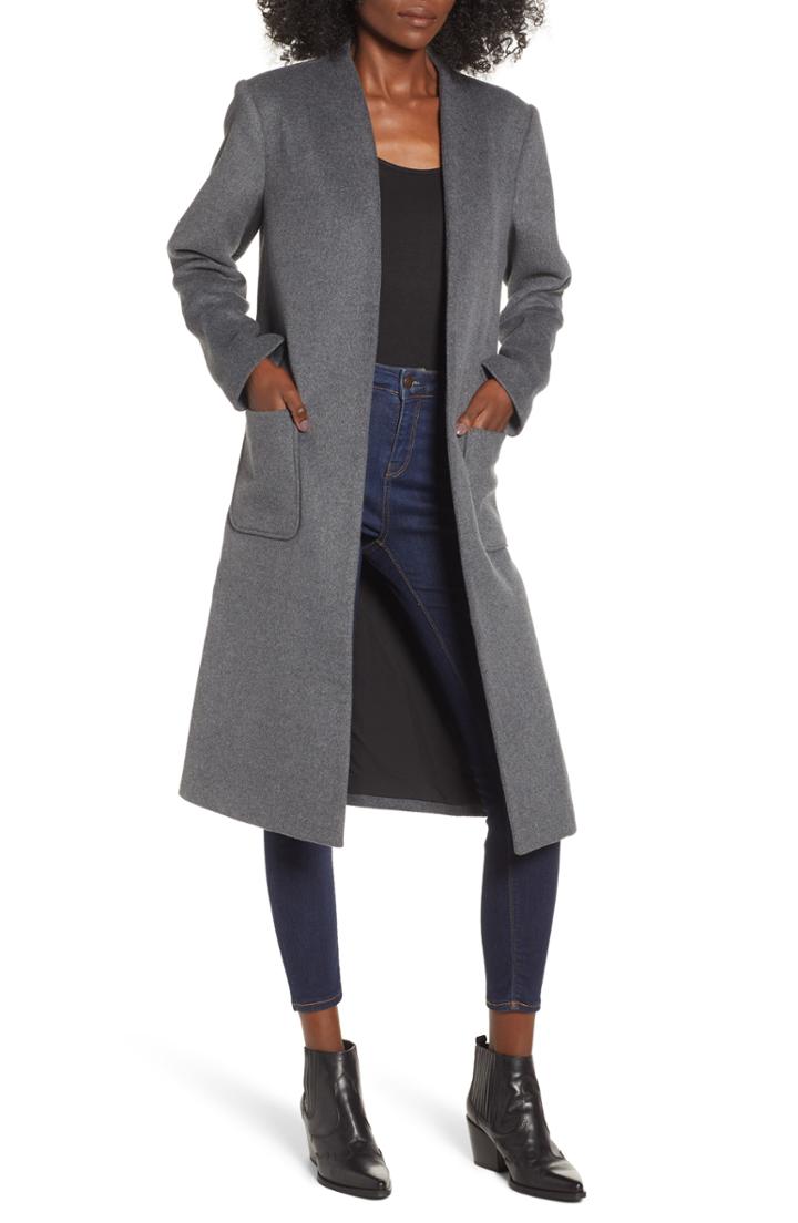 Women's Mural Long Open Front Coat - Grey