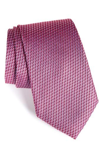 Men's Nordstrom Men's Shop Tech Woven Silk Tie, Size X-long - Pink