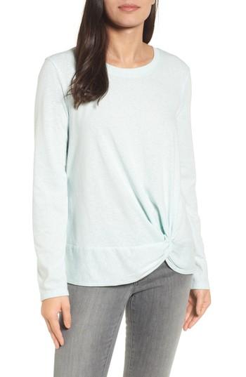 Women's Caslon Long Sleeve Front Knot Tee - Blue/green