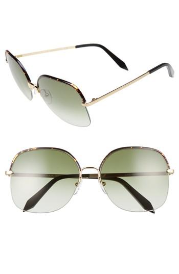 Women's Victoria Beckham Windsor 60mm Gradient Lens Square Sunglasses - Amber Tortoise