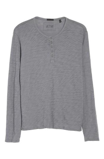 Men's Atm Anthony Thomas Melillo Raw Edge Henley - Grey