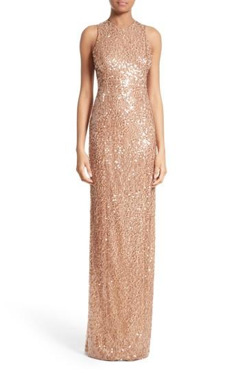 Women's Galvan Sequin Racerback Gown Us / 42 Fr - Metallic
