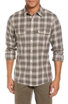 Men's Nordstrom Men's Shop Trim Fit Trucker Plaid Flannel Shirt, Size - Ivory