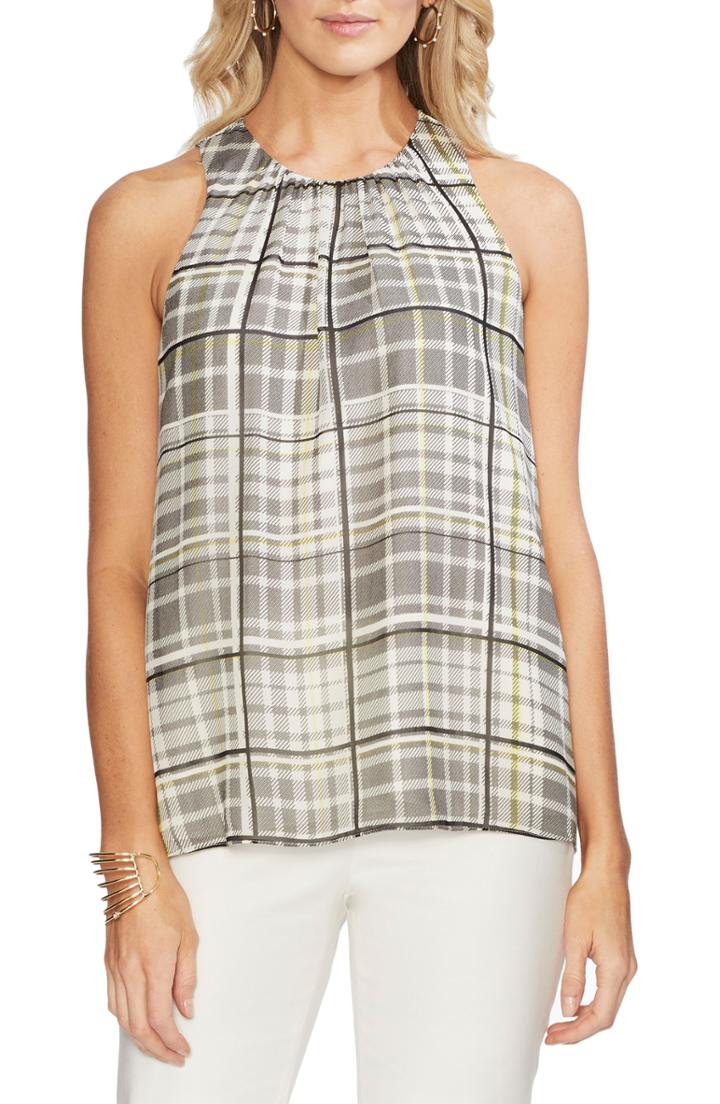 Women's Vince Camuto Plaid Shades Sleeveless Blouse - Yellow