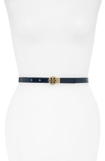 Women's Tory Burch Reversible Leather Belt - Royal Navy/ Classic Tan