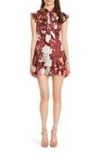 Women's Alice + Olivia Lashay Tie Neck Silk Minidress