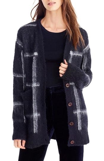 Women's J.crew Front Pocket Plaid Cardigan