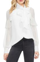 Women's Vince Camuto Ruffle Front Metallic Stripe Blouse - Ivory