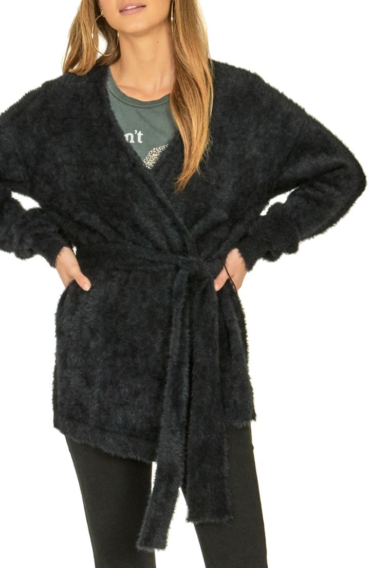 Women's Amuse Society Holding Hands Belted Sweater - Black