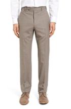 Men's Zanella Devon Flat Front Windowpane Wool Trousers - Beige