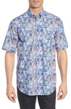 Men's Paul & Shark Regular Fit Tropical Print Sport Shirt - White