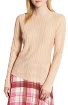 Women's Lewit Sheer Rib Keyhole Back Sweater - Coral