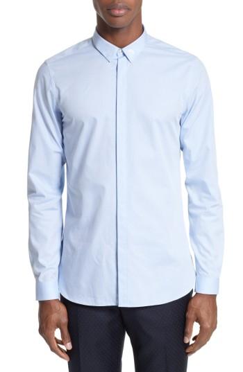 Men's The Kooples Skull Embroidered Woven Shirt - Blue