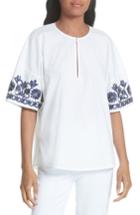 Women's Tory Burch Amy Embroidered Cotton Blouse - White