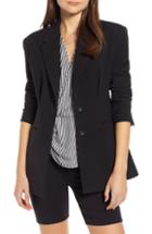 Women's Something Navy Waist Emphasis Blazer, Size - Black