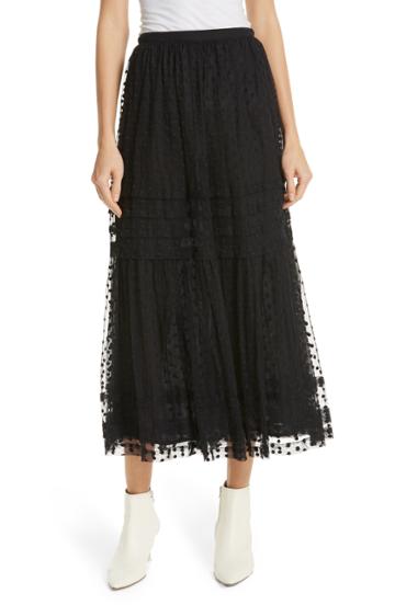 Women's The Great. The Sway Polka Dot Mesh Skirt - Black