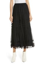 Women's The Great. The Sway Polka Dot Mesh Skirt - Black