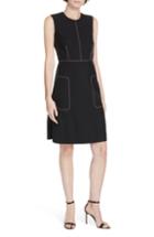 Women's Dvf Tedi Topstitch Detail Stretch Wool Dress - Black