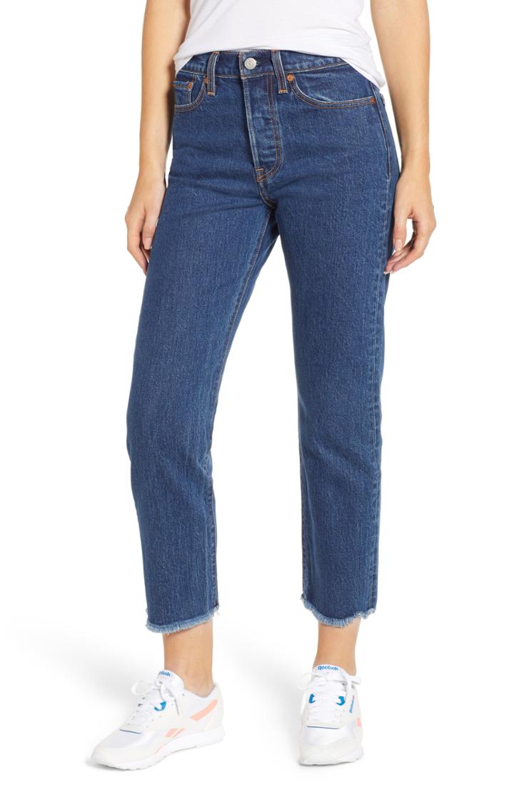 Women's Levi's Wedgie High Waist Ankle Straight Leg Jeans X 26 - Blue