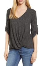Women's Gibson Tab Sleeve Knot Waist Top - Black