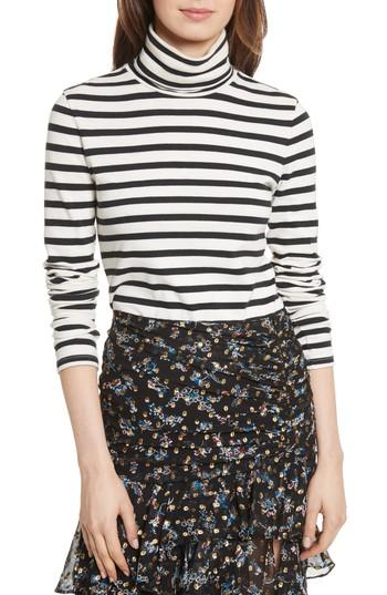 Women's Veronica Beard Audrey Stripe Turtleneck Top - Black